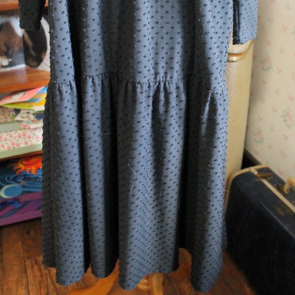 J. Crew Black Swiss Dot Tiered Midi Dress, XS - Picture 4 of 9